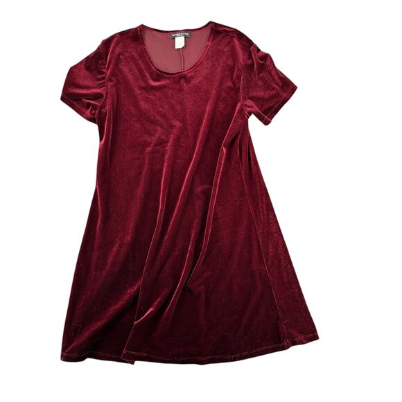 Vintage Burgundy Red Merlot Velvet Y2K Shirt Dress Medium Goth Retro Romantic